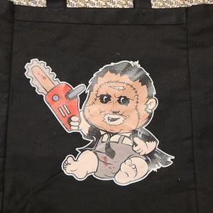 Chainsaw baby canvas tote bag